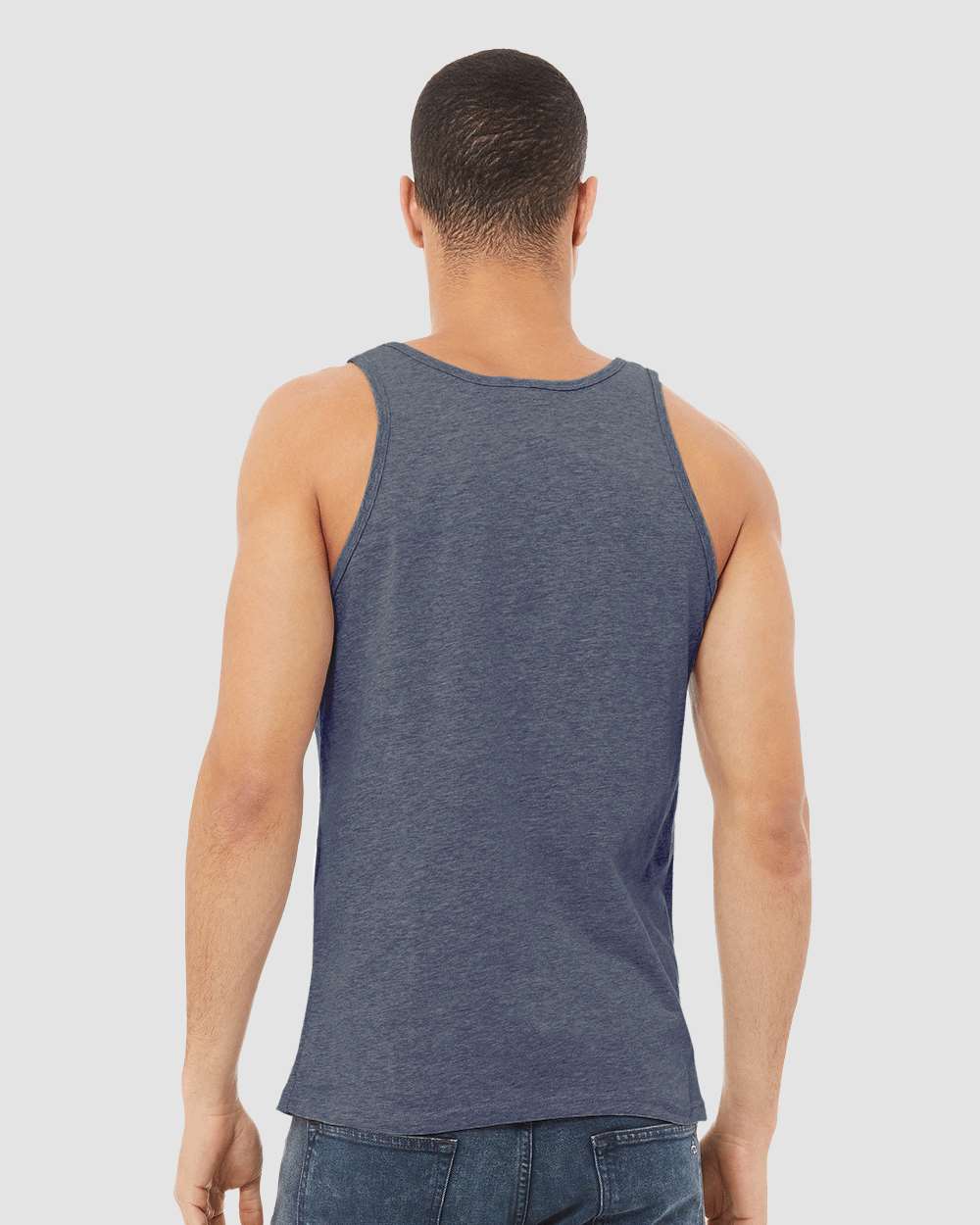 Unisex Heather CVC Tank - OnModelBack - B00006652 - Heather Navy