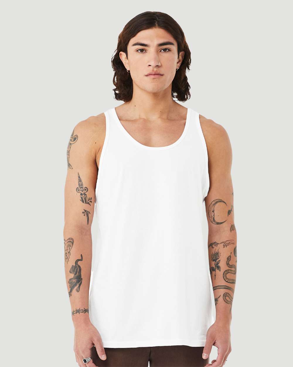 Unisex Heather CVC Tank - OnModelFront - B00006012 - Solid White Blend