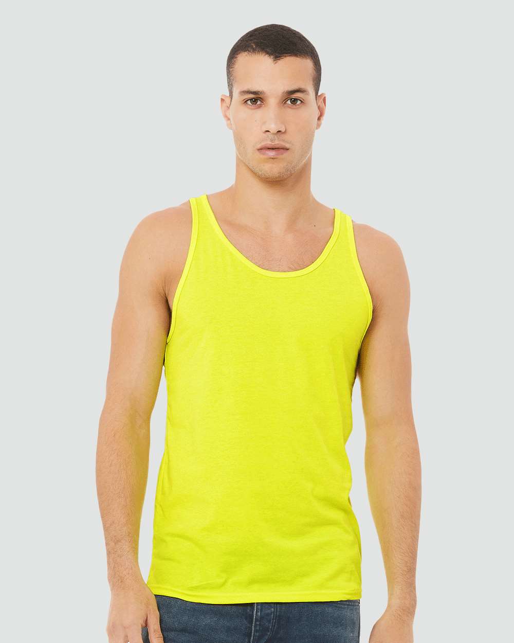 Unisex Heather CVC Tank - OnModelFront - B00006052 - Neon Yellow