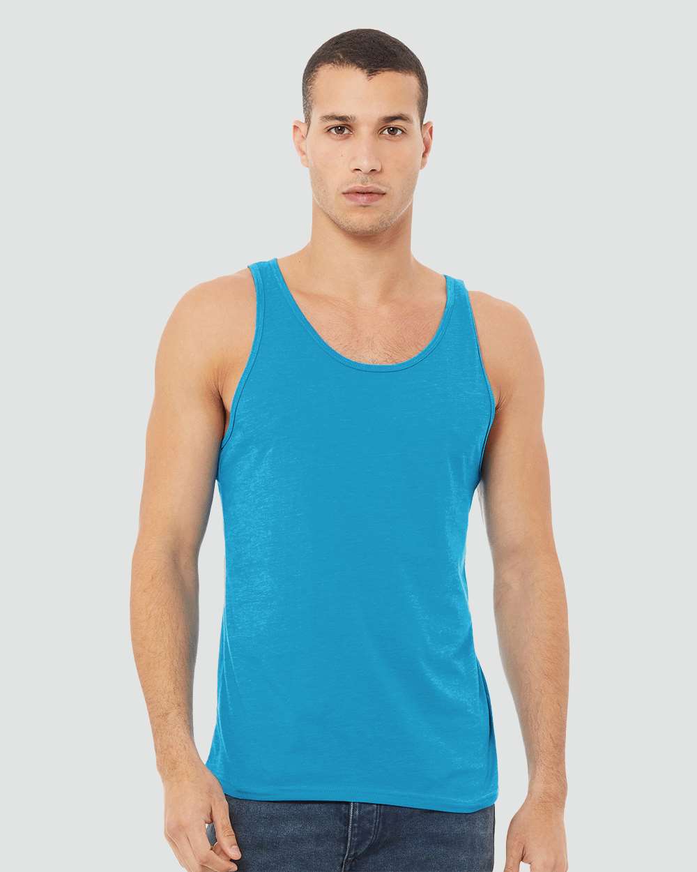 Unisex Heather CVC Tank - OnModelFront - B00006062 - Neon Blue