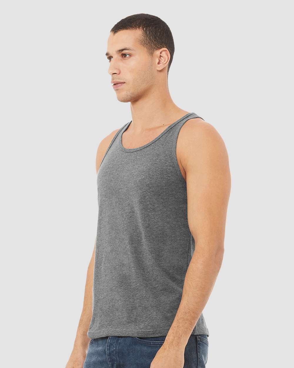 Unisex Heather CVC Tank - OnModelSide - B00006072 - Deep Heather