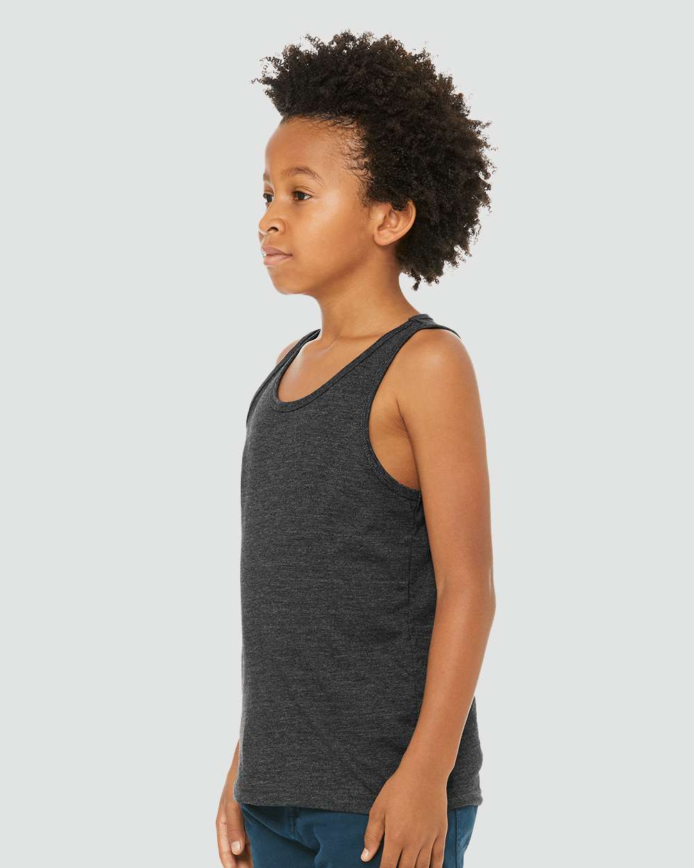 Youth Heather CVC Tank - OnModelSide - B04306093 - Dark Grey Heather