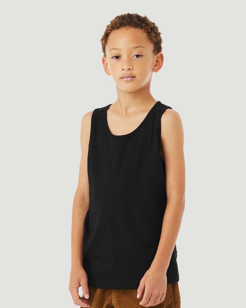 Youth Heather CVC Tank - OnModelSide - B04306513 - Solid Black Blend