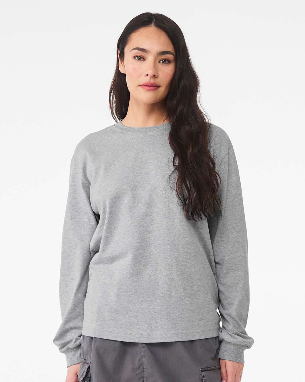 6 oz. Heavyweight Long Sleeve Tee - OnModelFront - B06206582 - Athletic Heather