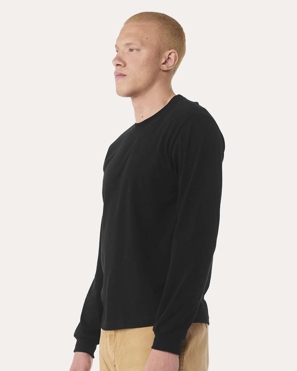 6 oz. Heavyweight Long Sleeve Tee - OnModelSide - B06206502 - Black