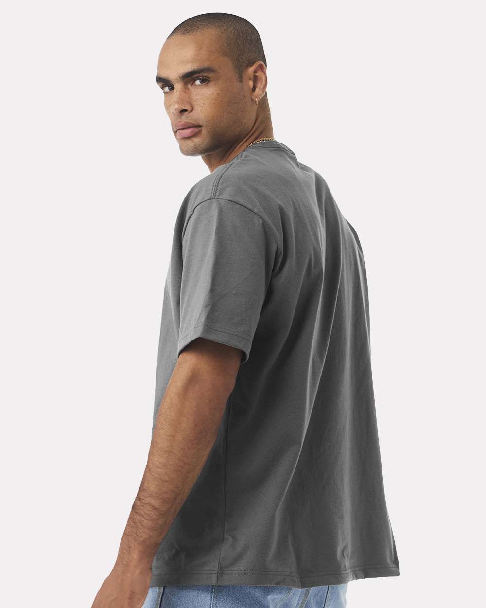 Unisex 7.5 oz Heavyweight Tee - OnModelBack - B06906092 - Asphalt