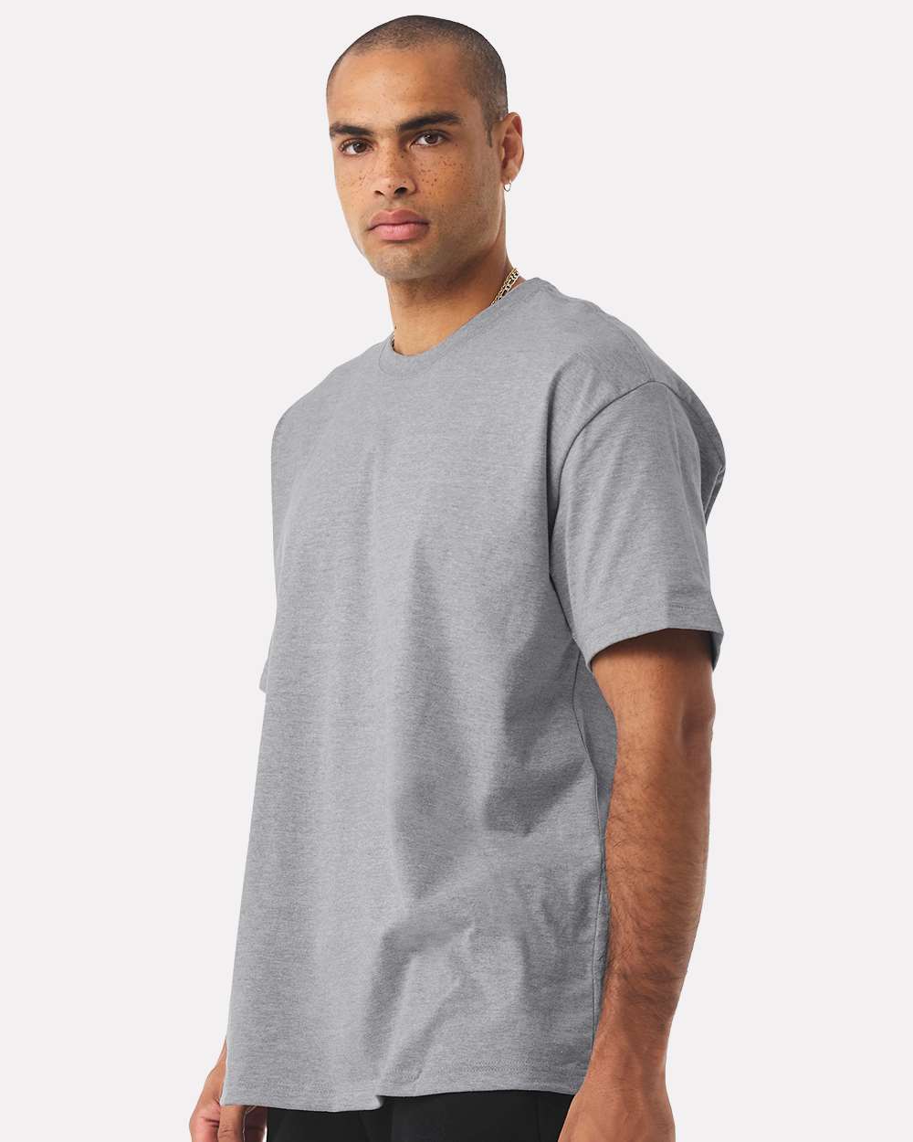 Unisex 7.5 oz Heavyweight Tee - OnModelSide - B06906022 - Athletic Heather