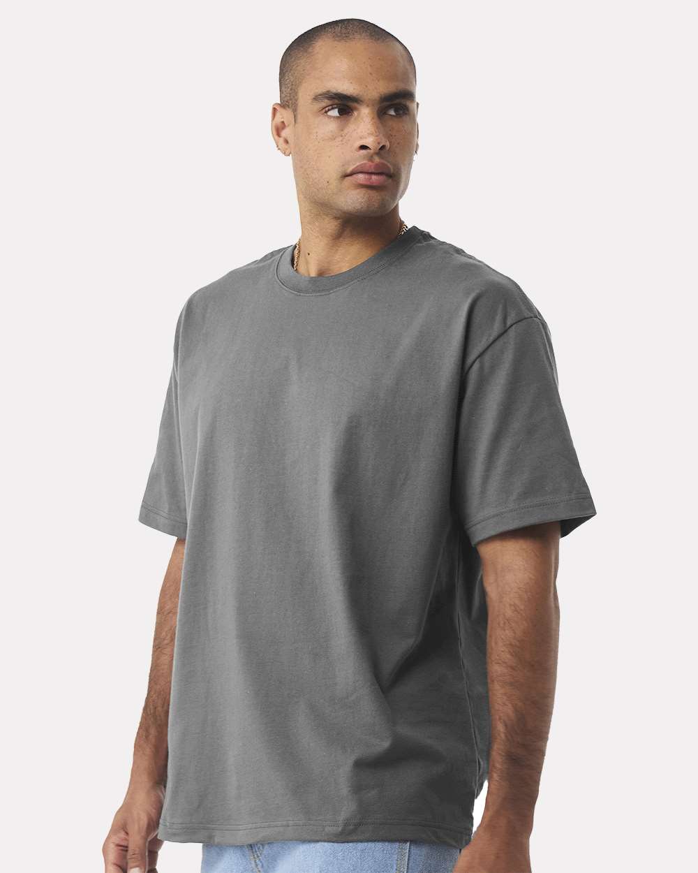 Unisex 7.5 oz Heavyweight Tee - OnModelSide - B06906092 - Asphalt