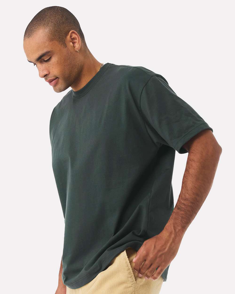 Unisex 7.5 oz Heavyweight Tee - OnModelSide - B06906542 - Hunter Green