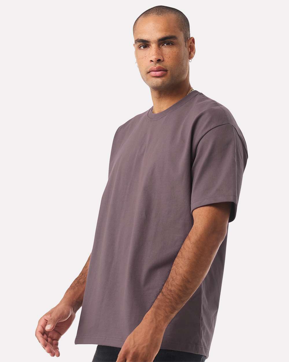 Unisex 7.5 oz Heavyweight Tee - OnModelSide - B06906672 - Purple Storm
