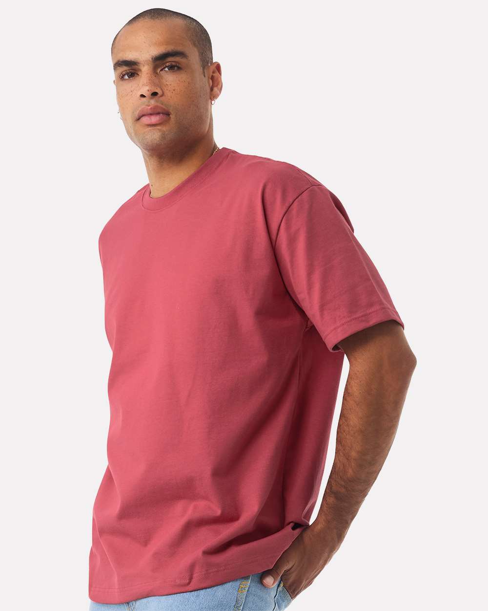 Unisex 7.5 oz Heavyweight Tee - OnModelSide - B06906702 - Vintage Red