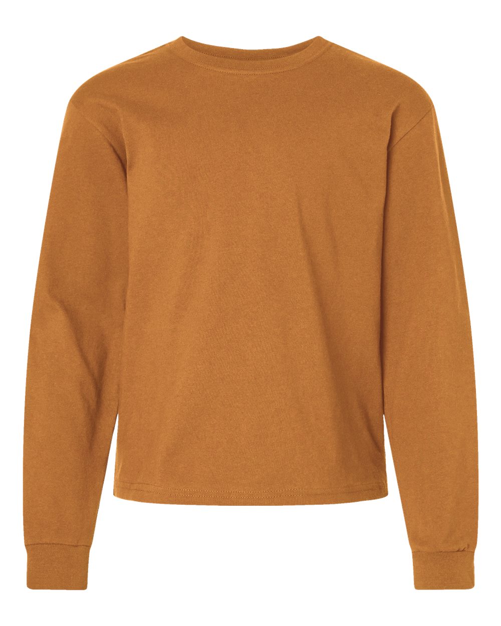 Youth 6oz. Heavyweight Long Sleeve Tee - Front - B08106103 - Toast