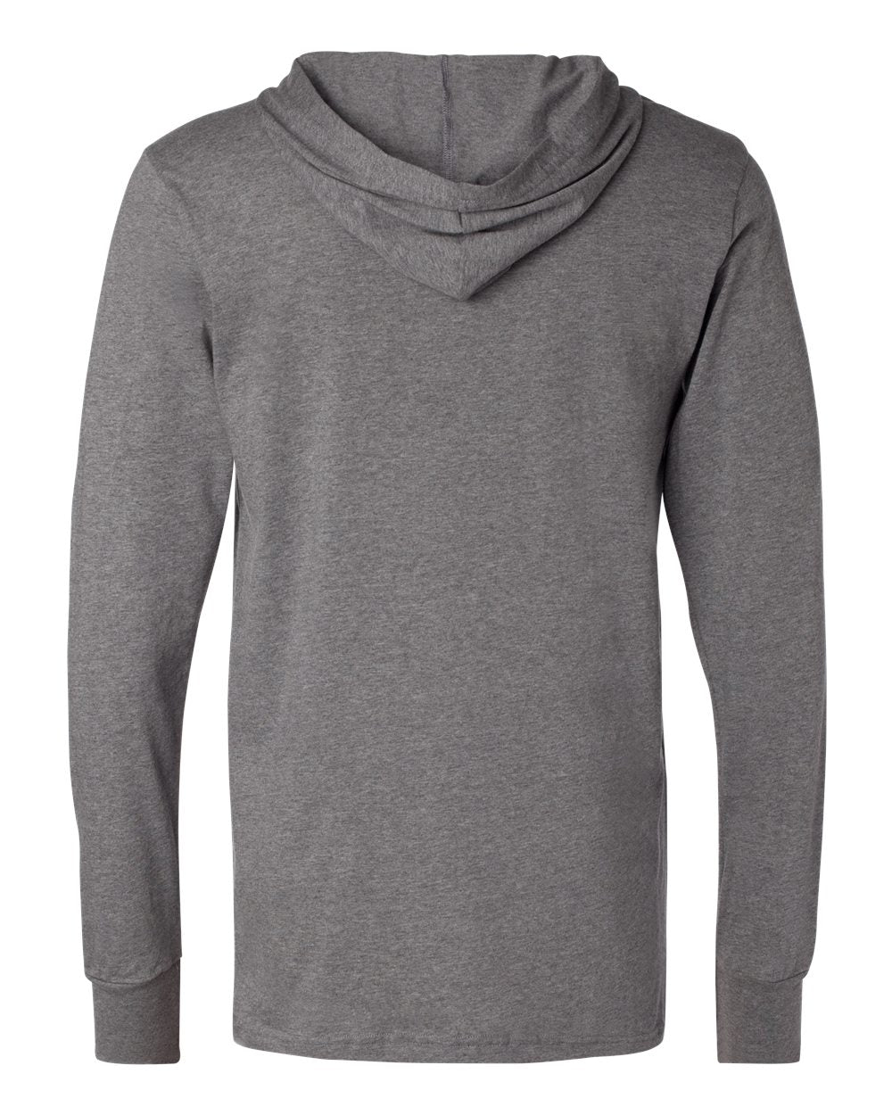 Unisex Jersey Hooded Long Sleeve Tee - Back - B82006072 - Deep Heather