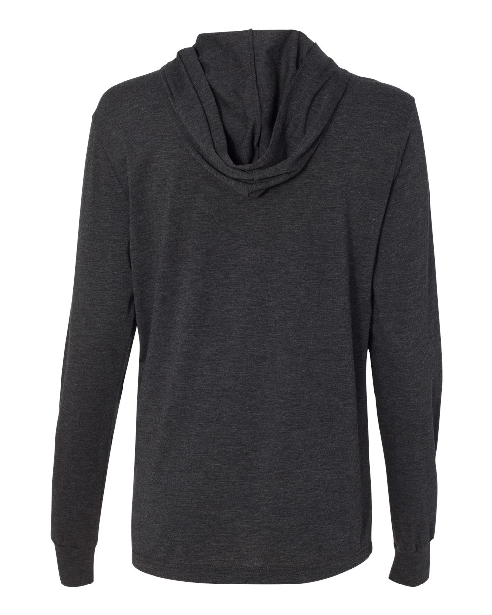 Unisex Jersey Hooded Long Sleeve Tee - Back - B82006102 - Charcoal Black Triblend