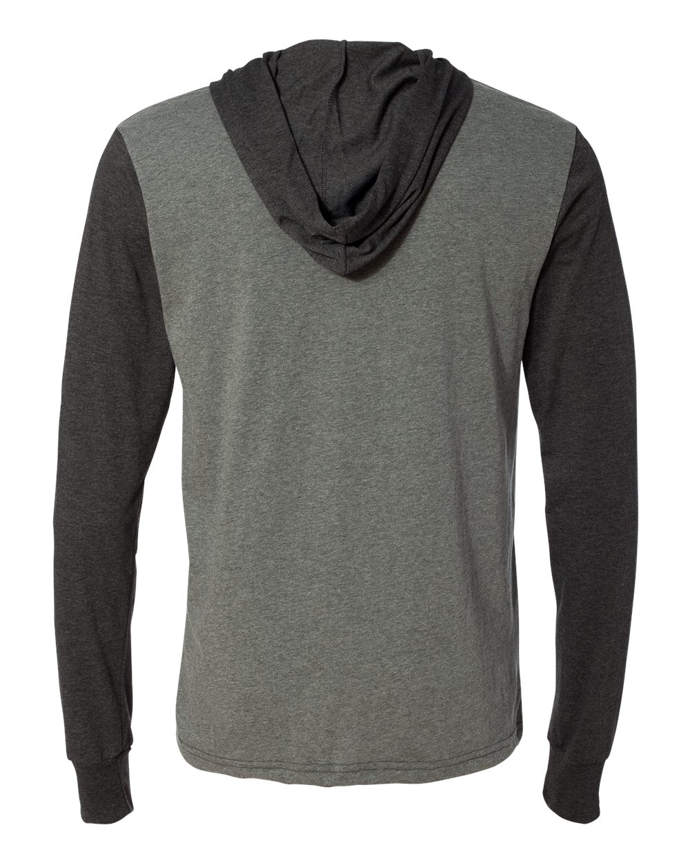 Unisex Jersey Hooded Long Sleeve Tee - Back - B82006352 - Deep Heather/ Dark Grey Heather