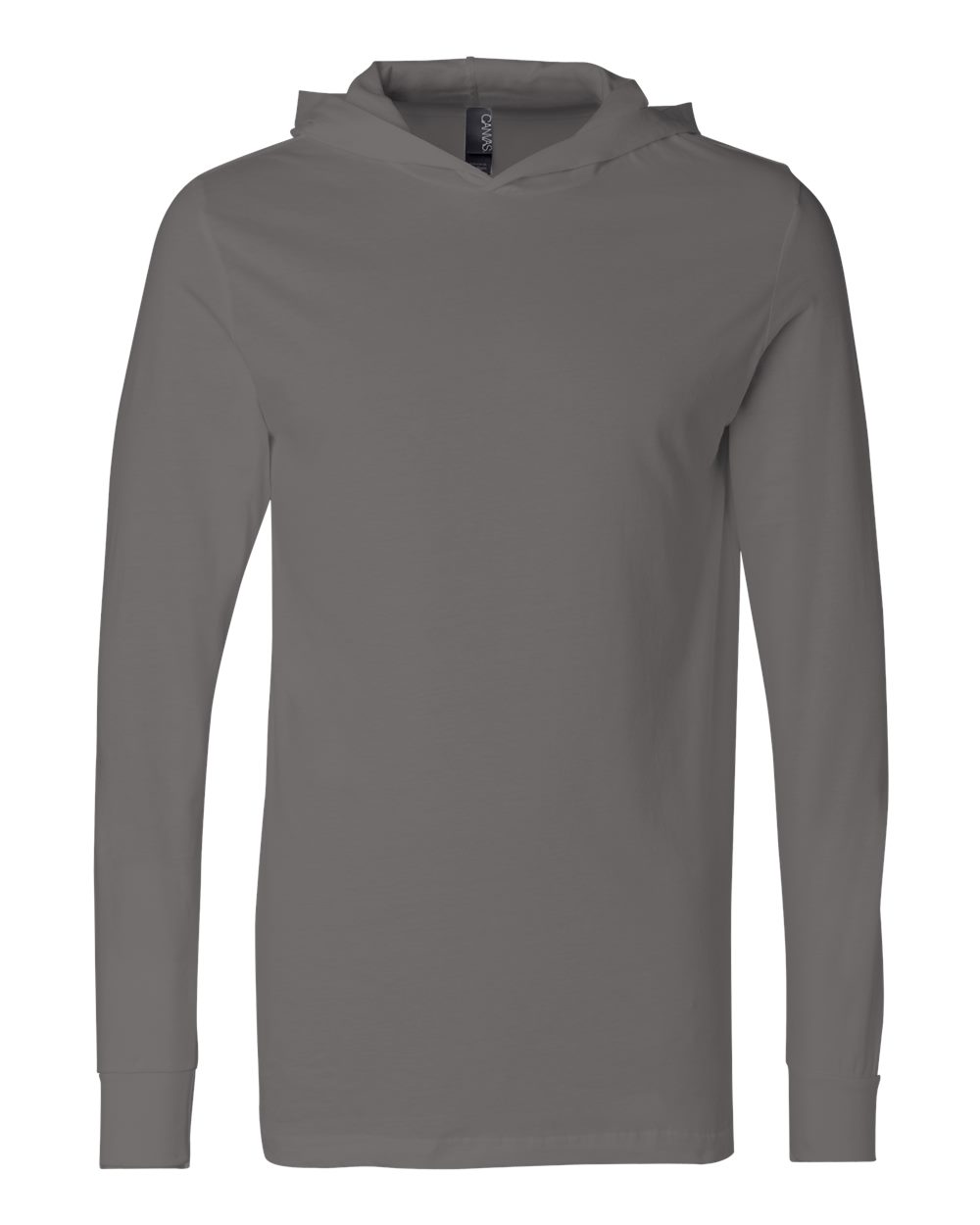 Unisex Jersey Hooded Long Sleeve Tee - Front - B82006092 - Asphalt