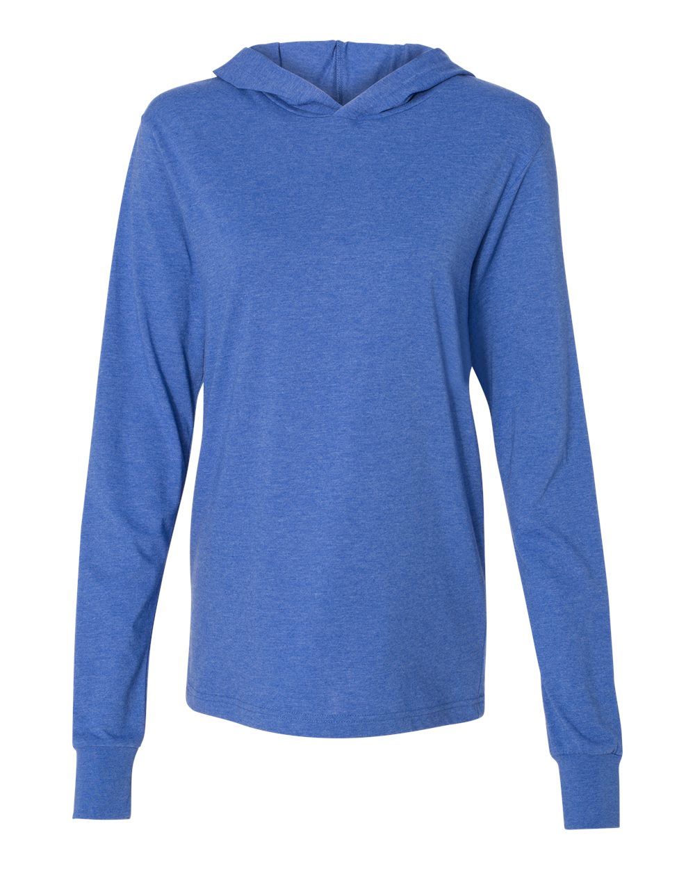 Unisex Jersey Hooded Long Sleeve Tee - Front - B82006742 - Heather True Royal