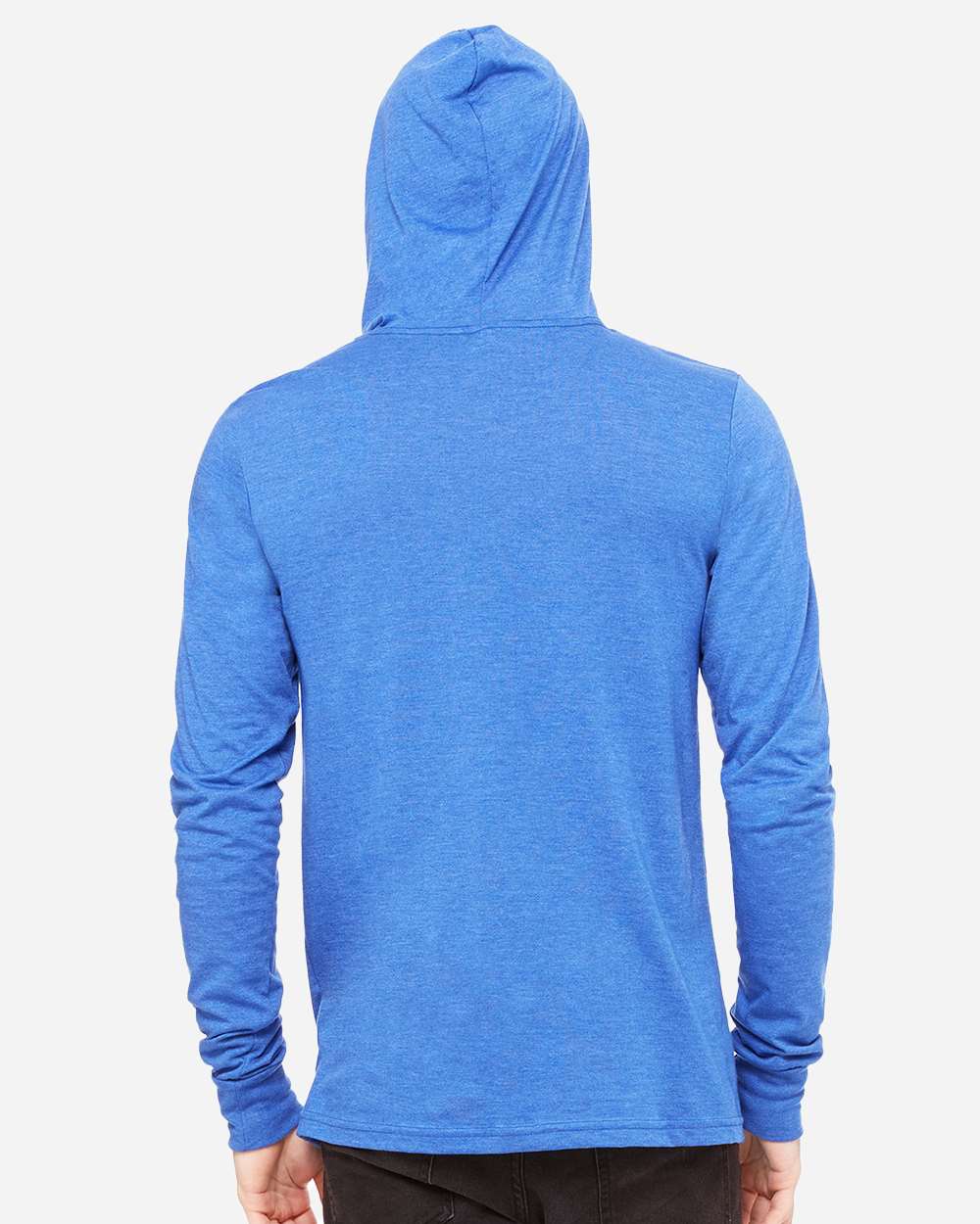 Unisex Jersey Hooded Long Sleeve Tee - OnModelBack - B82006742 - Heather True Royal