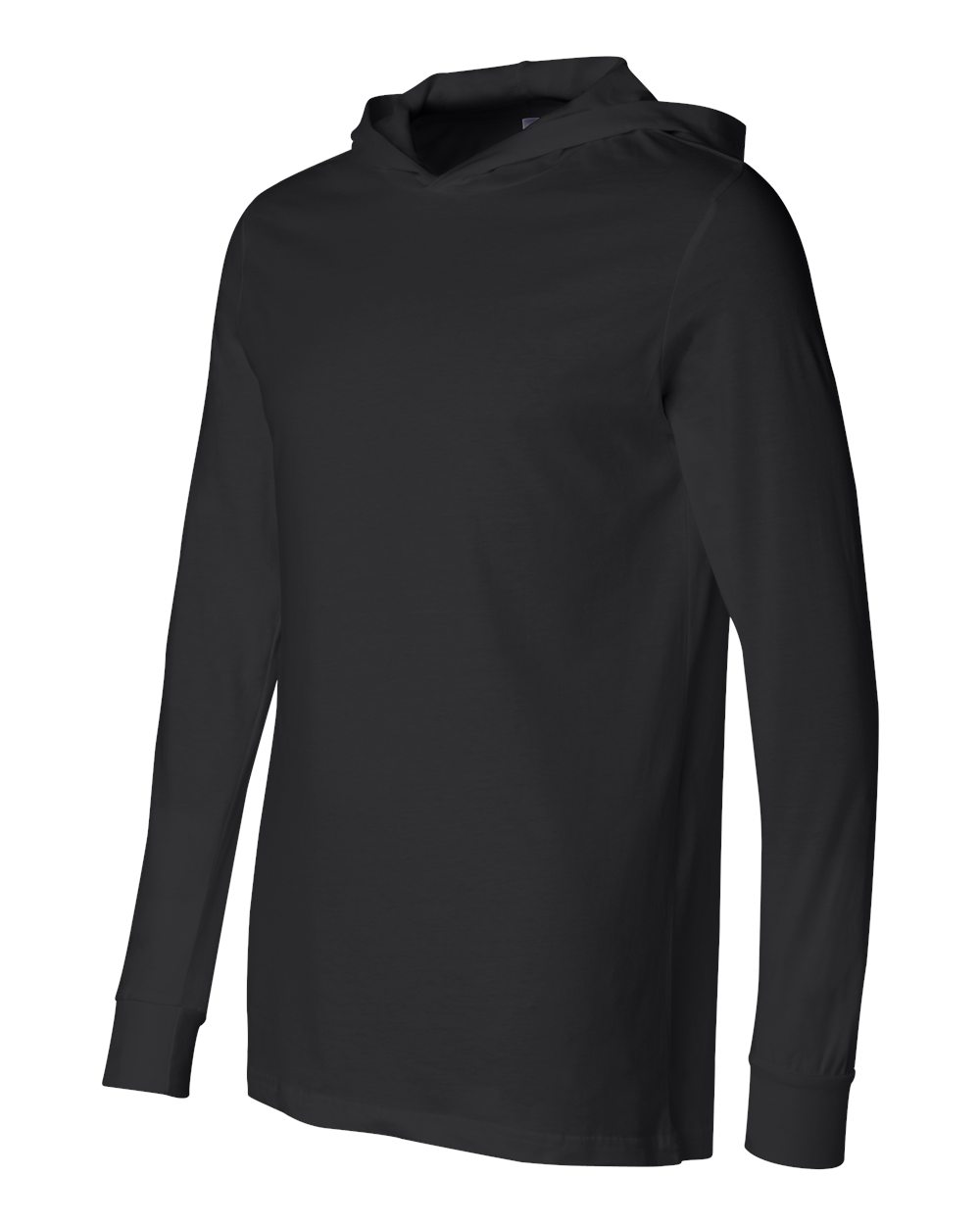 Unisex Jersey Hooded Long Sleeve Tee - Side - B82006502 - Black