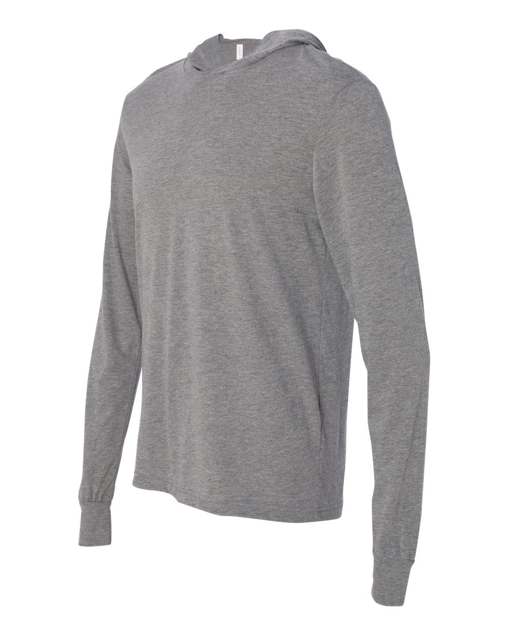 Unisex Jersey Hooded Long Sleeve Tee - Side - B82006582 - Grey Triblend