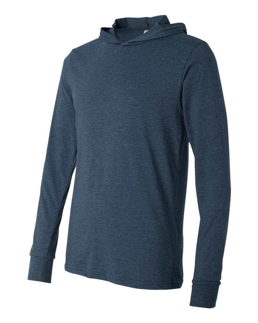 Unisex Jersey Hooded Long Sleeve Tee - Side - B82006652 - Heather Navy
