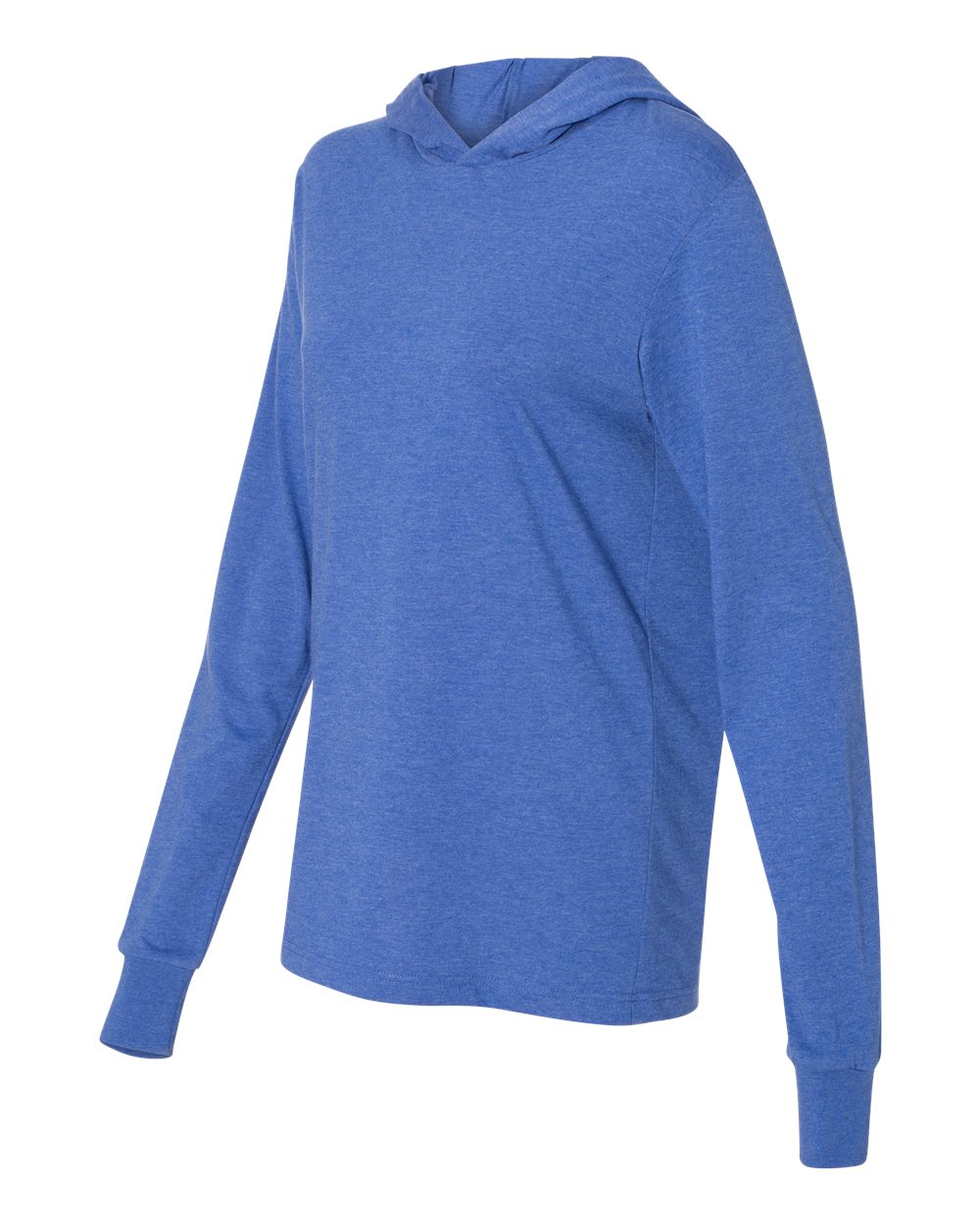 Unisex Jersey Hooded Long Sleeve Tee - Side - B82006742 - Heather True Royal