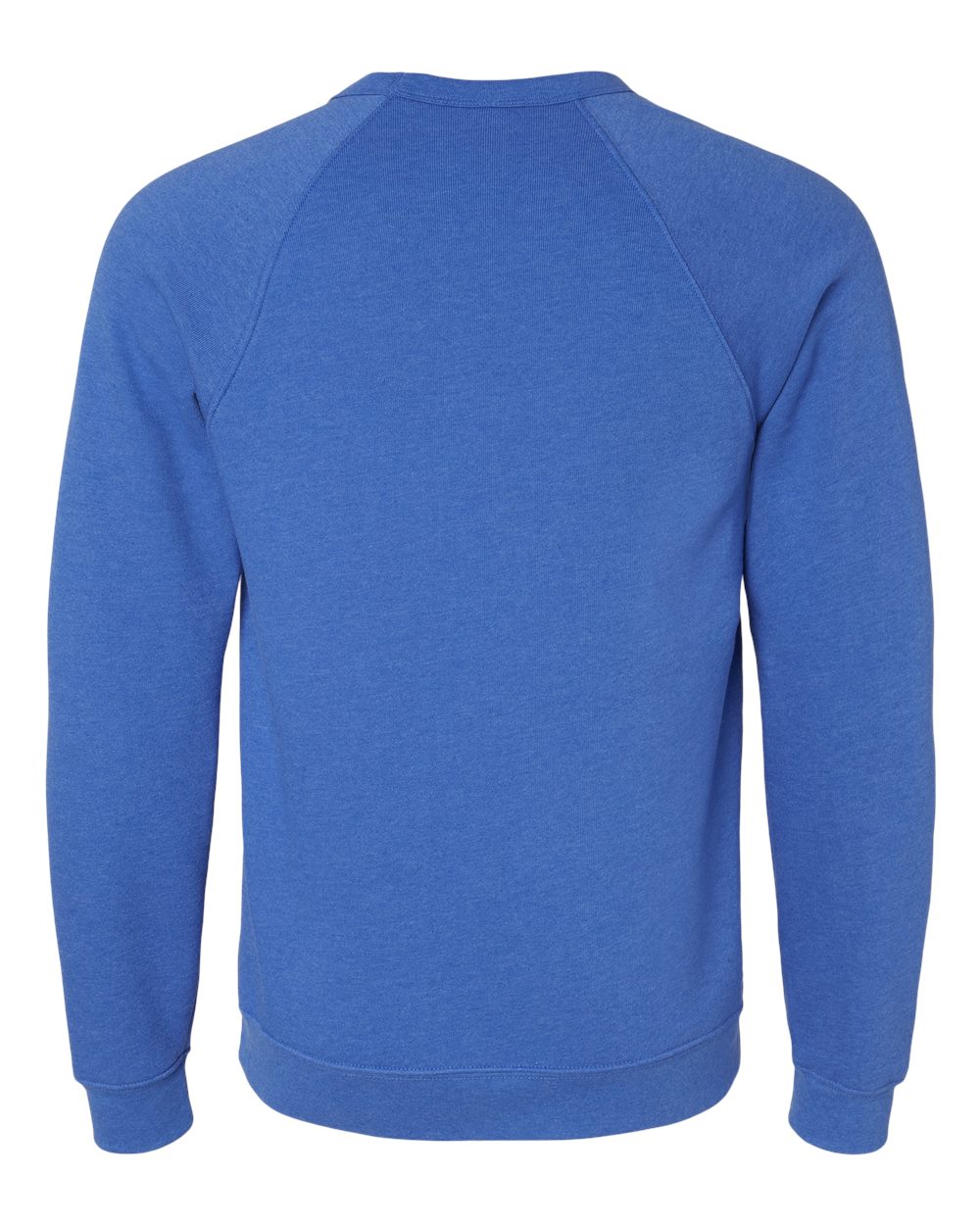 Unisex Sponge Fleece Raglan Crewneck Sweatshirt - Back - B85106052 - Heather True Royal