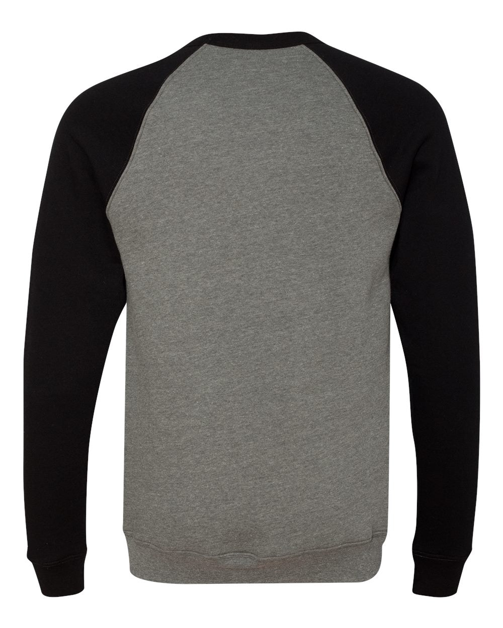 Unisex Sponge Fleece Raglan Crewneck Sweatshirt - Back - B85106093 - Deep Heather/ Black
