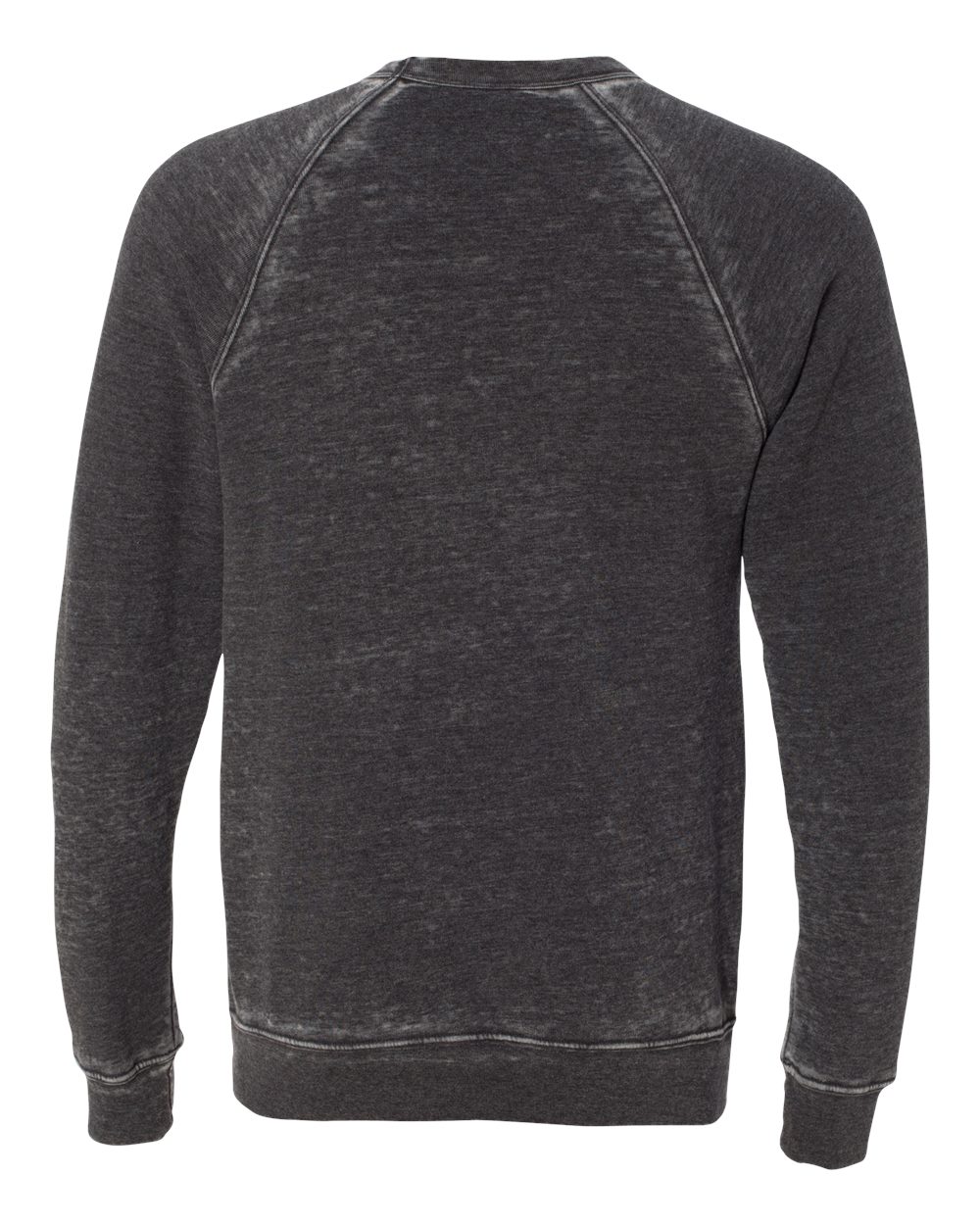 Unisex Sponge Fleece Raglan Crewneck Sweatshirt - Back - B85106352 - Grey Acid Wash