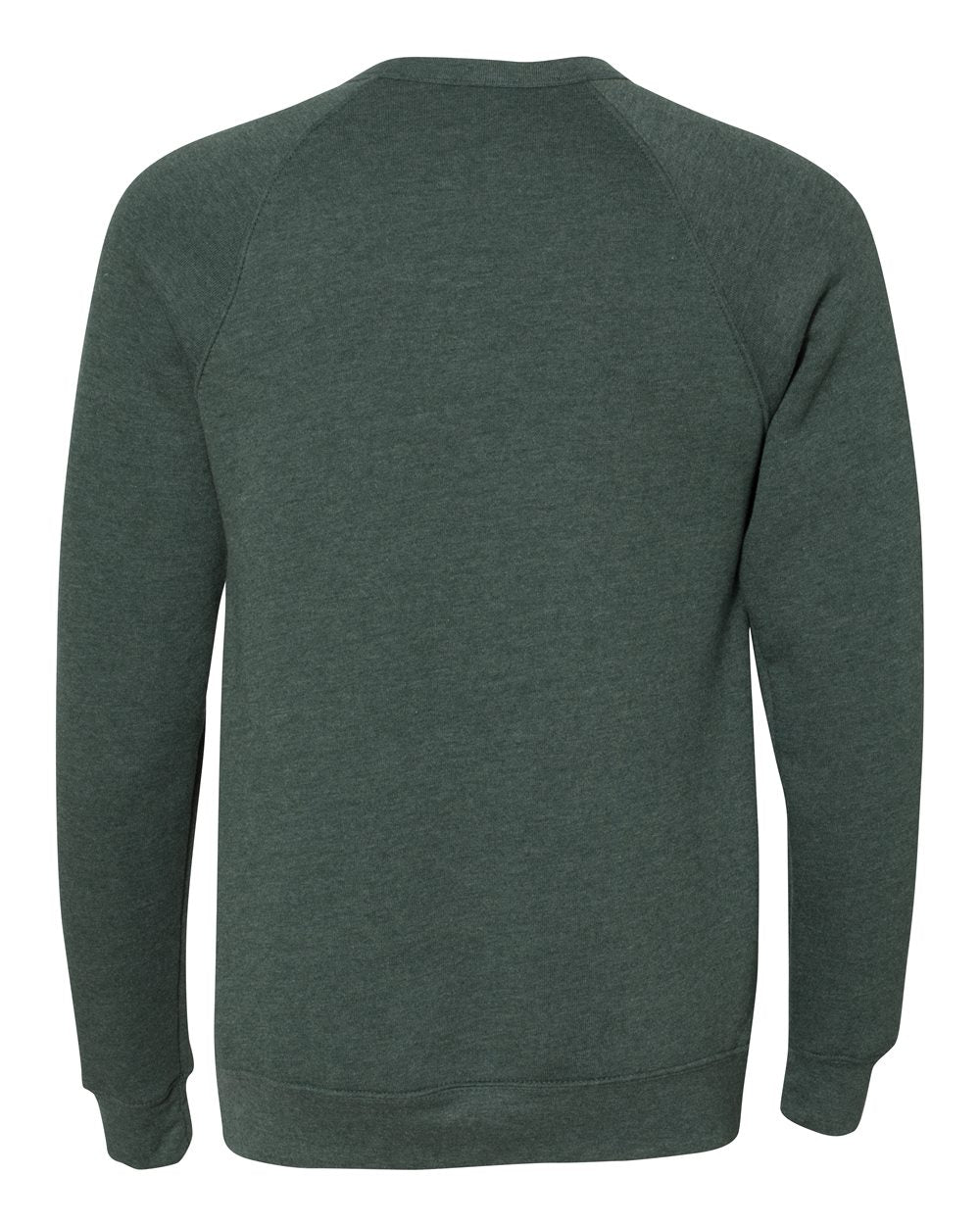 Unisex Sponge Fleece Raglan Crewneck Sweatshirt - Back - B85106542 - Heather Forest