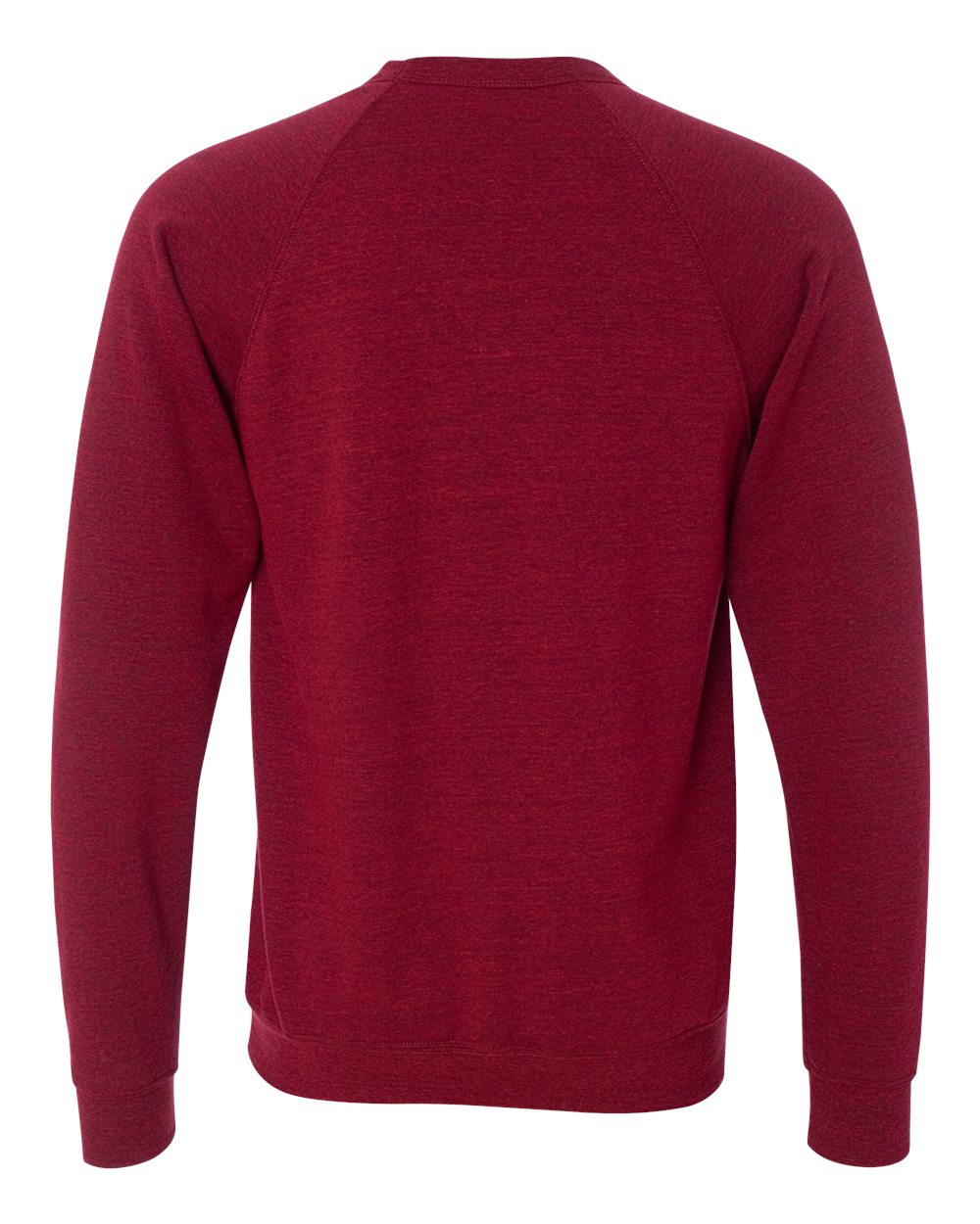 Unisex Sponge Fleece Raglan Crewneck Sweatshirt - Back - B85106702 - Cardinal Triblend
