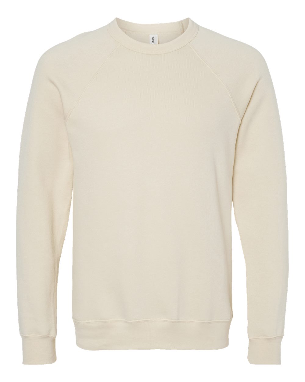 Unisex Sponge Fleece Raglan Crewneck Sweatshirt - Front - B85106002 - Natural