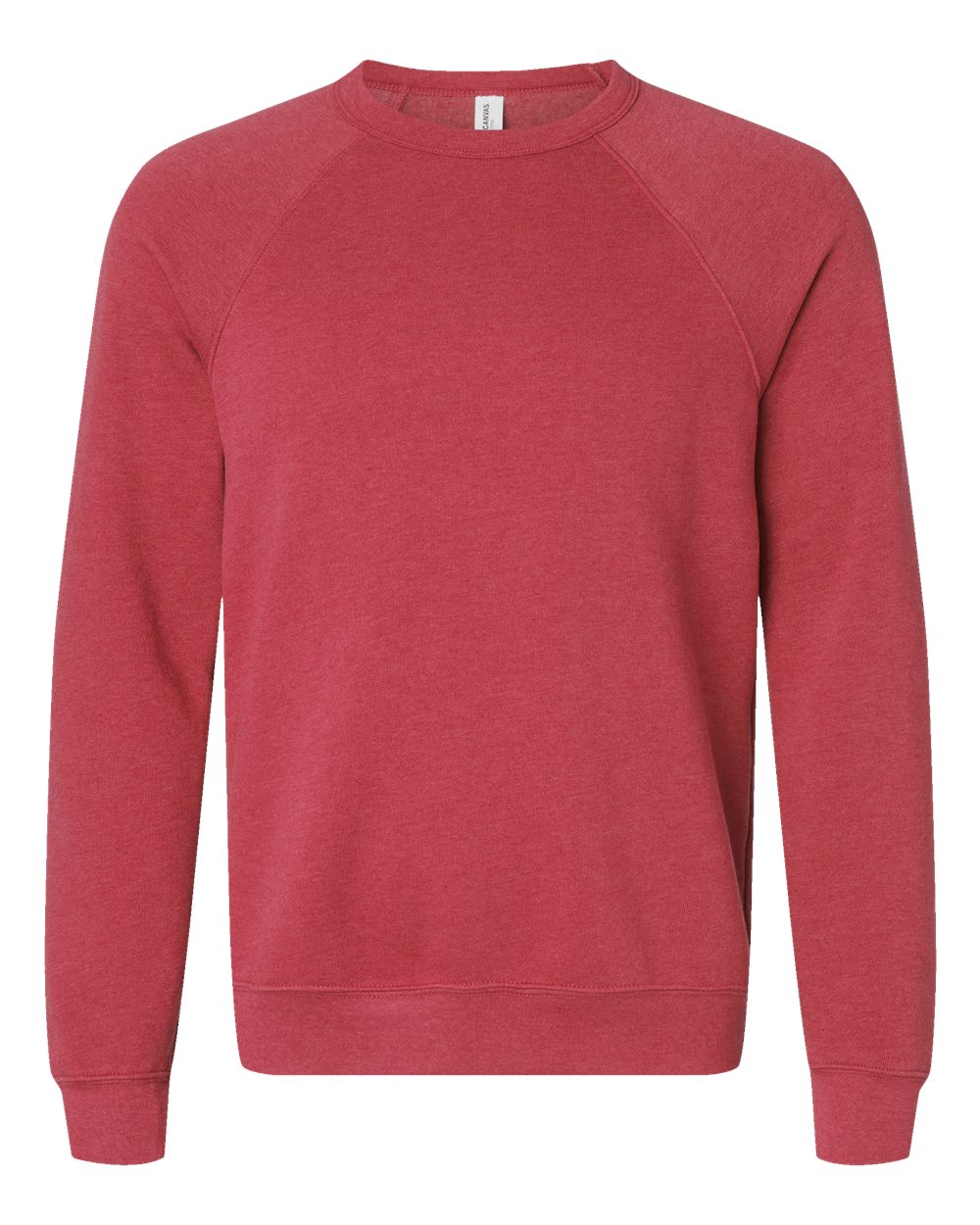 Unisex Sponge Fleece Raglan Crewneck Sweatshirt - Front - B85106042 - Heather Red