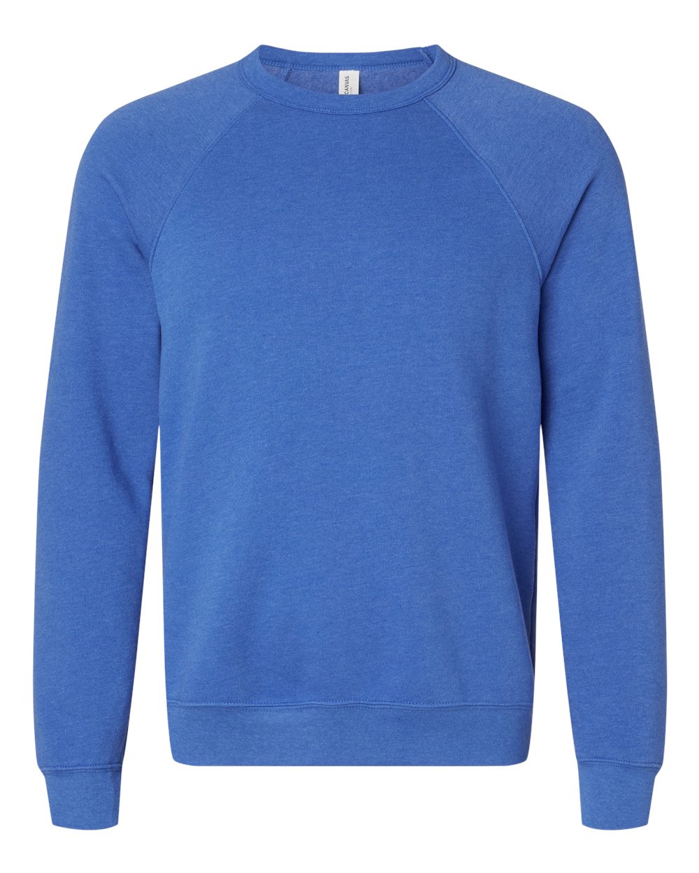 Unisex Sponge Fleece Raglan Crewneck Sweatshirt - Front - B85106052 - Heather True Royal