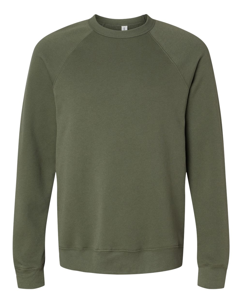 Unisex Sponge Fleece Raglan Crewneck Sweatshirt - Front - B85106082 - Military Green