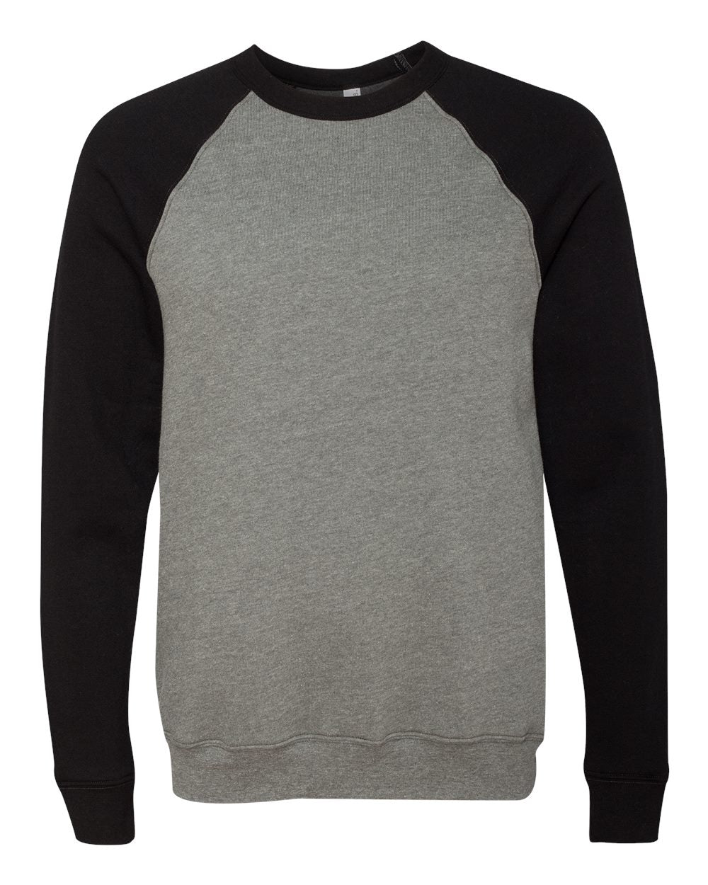 Unisex Sponge Fleece Raglan Crewneck Sweatshirt - Front - B85106093 - Deep Heather/ Black