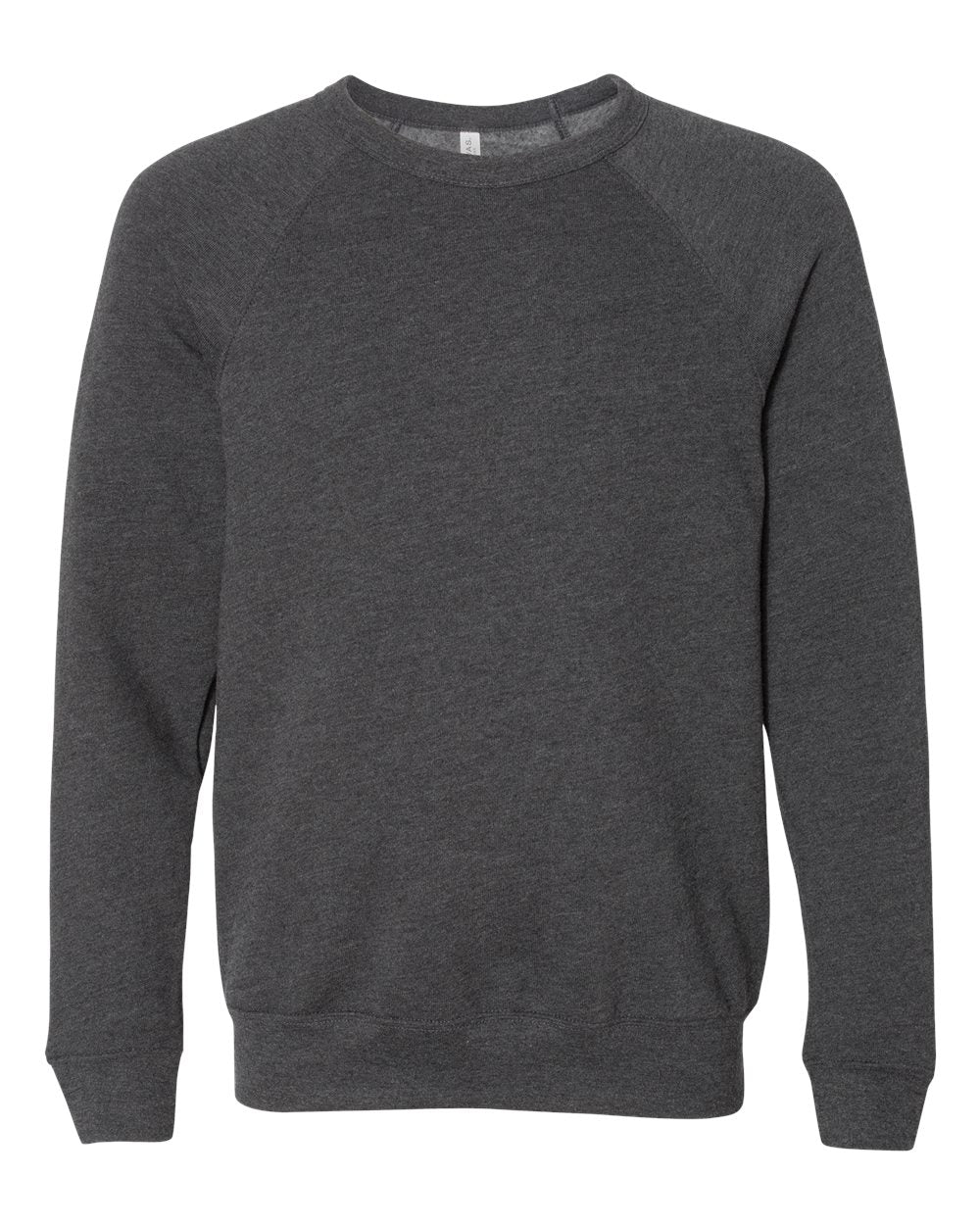 Unisex Sponge Fleece Raglan Crewneck Sweatshirt - Front - B85106102 - Dark Grey Heather