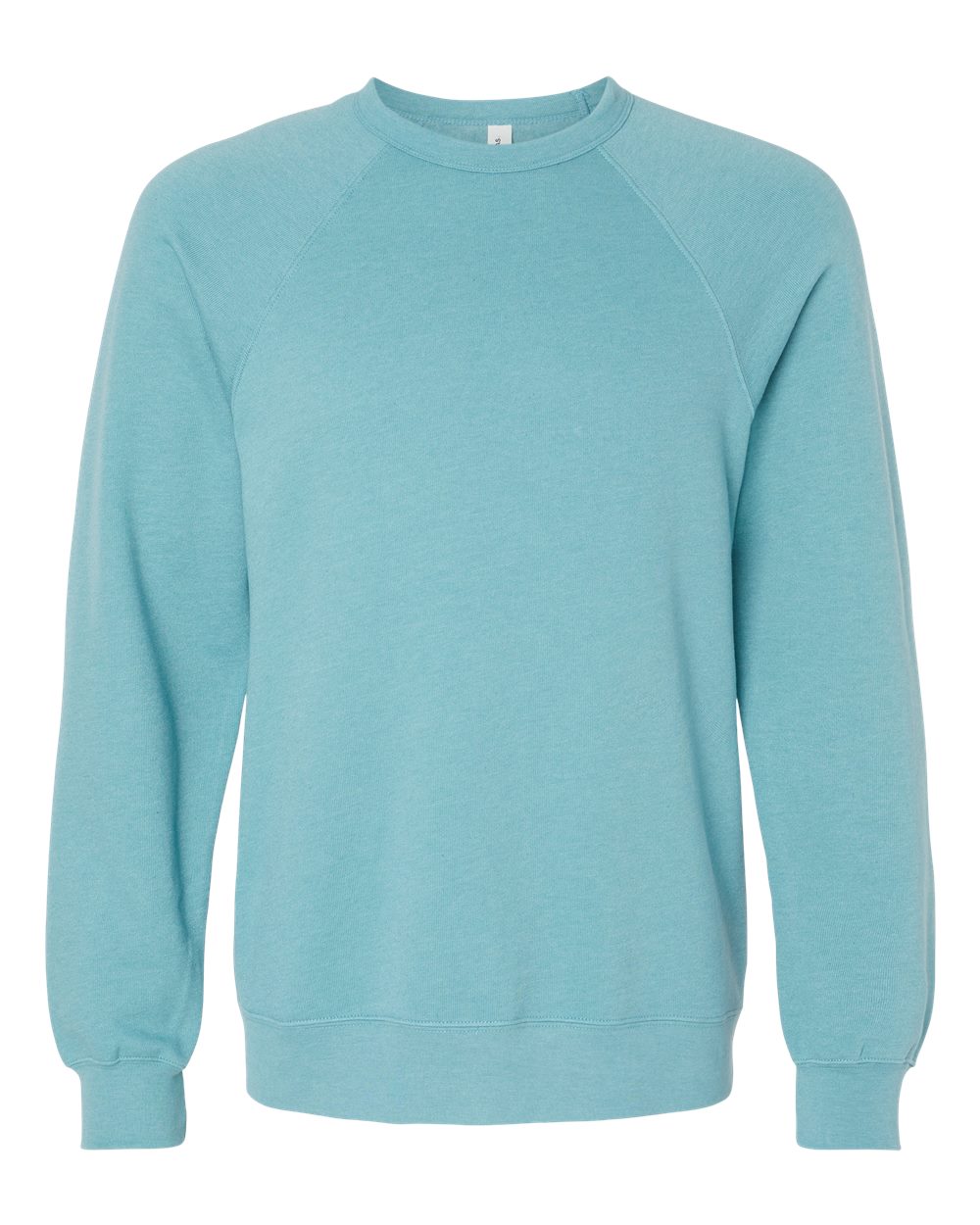 Unisex Sponge Fleece Raglan Crewneck Sweatshirt - Front - B85106262 - Heather Blue Lagoon