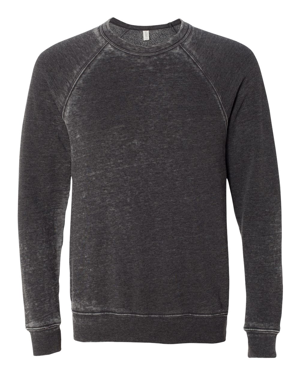 Unisex Sponge Fleece Raglan Crewneck Sweatshirt - Front - B85106352 - Grey Acid Wash