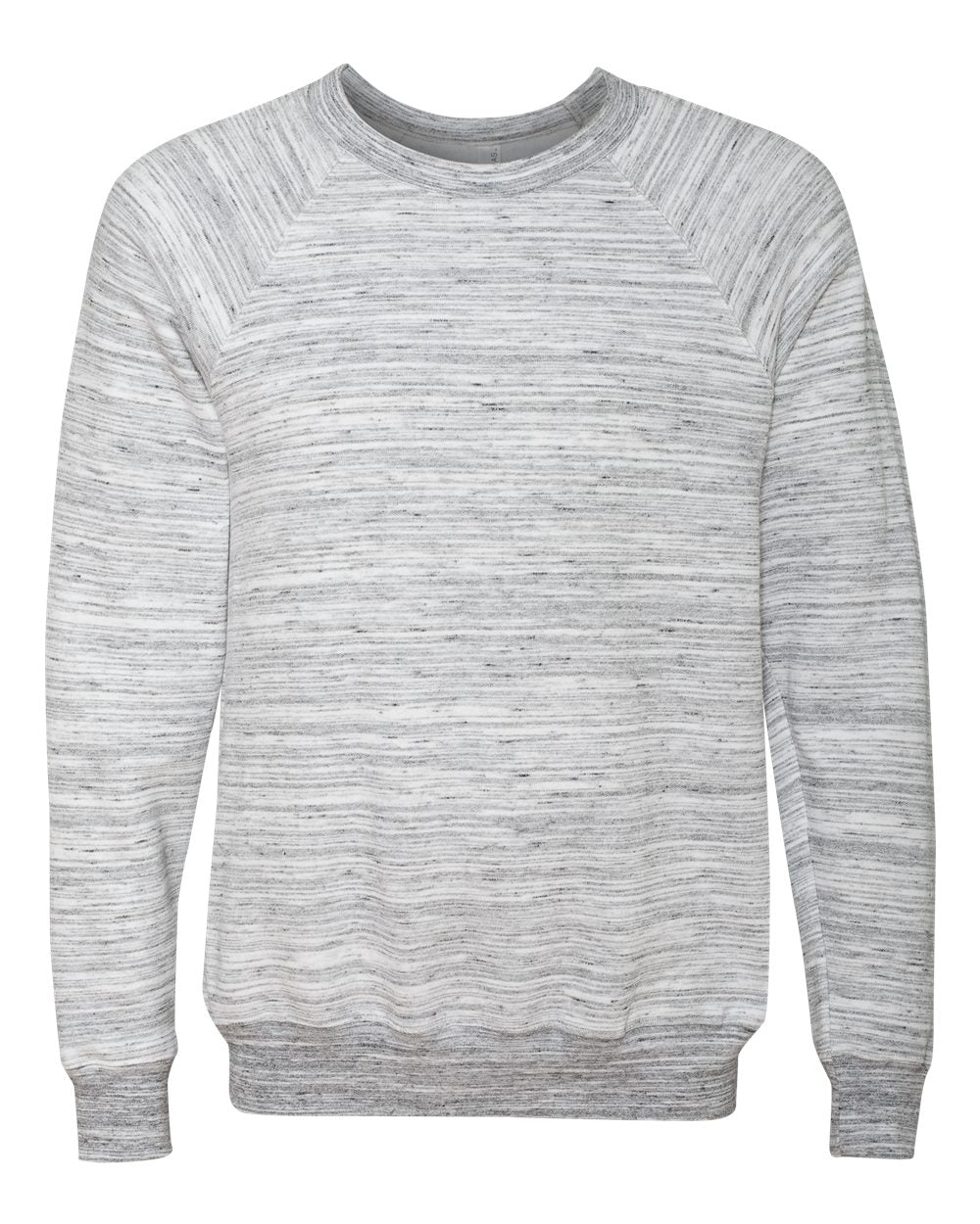 Unisex Sponge Fleece Raglan Crewneck Sweatshirt - Front - B85106362 - Light Grey Marble