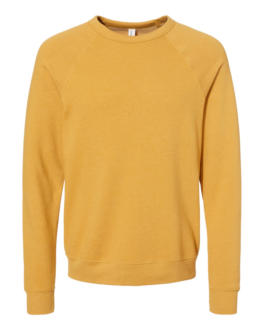 Unisex Sponge Fleece Raglan Crewneck Sweatshirt - Front - B85106402 - Heather Mustard