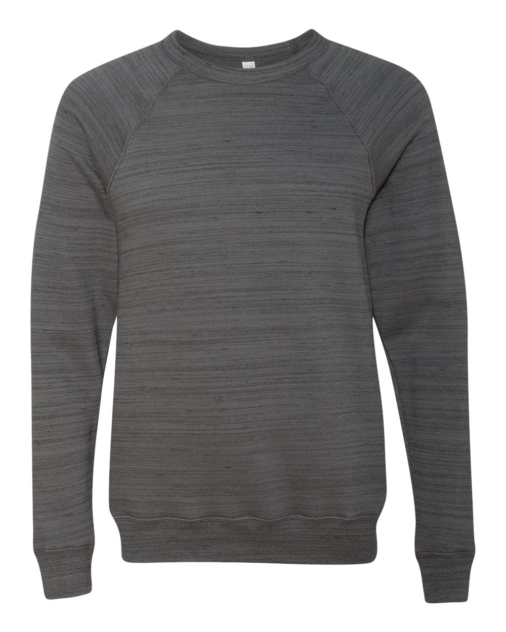 Unisex Sponge Fleece Raglan Crewneck Sweatshirt - Front - B85106512 - Dark Grey Marble