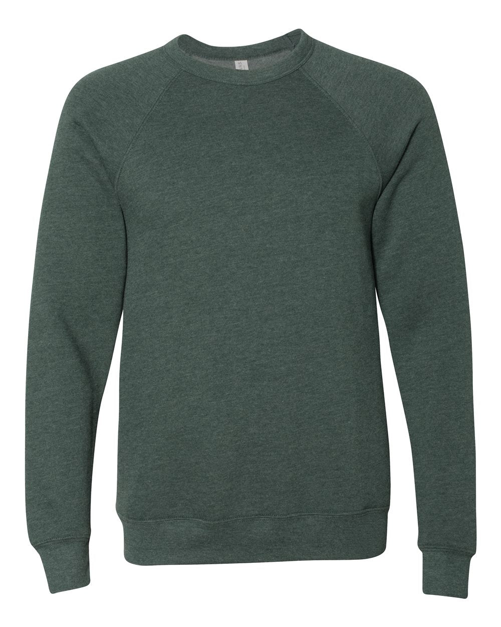 Unisex Sponge Fleece Raglan Crewneck Sweatshirt - Front - B85106542 - Heather Forest