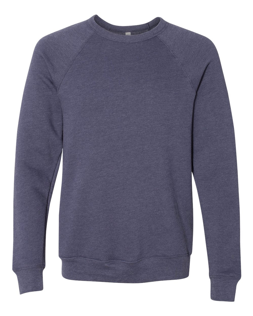 Unisex Sponge Fleece Raglan Crewneck Sweatshirt - Front - B85106632 - Heather Navy