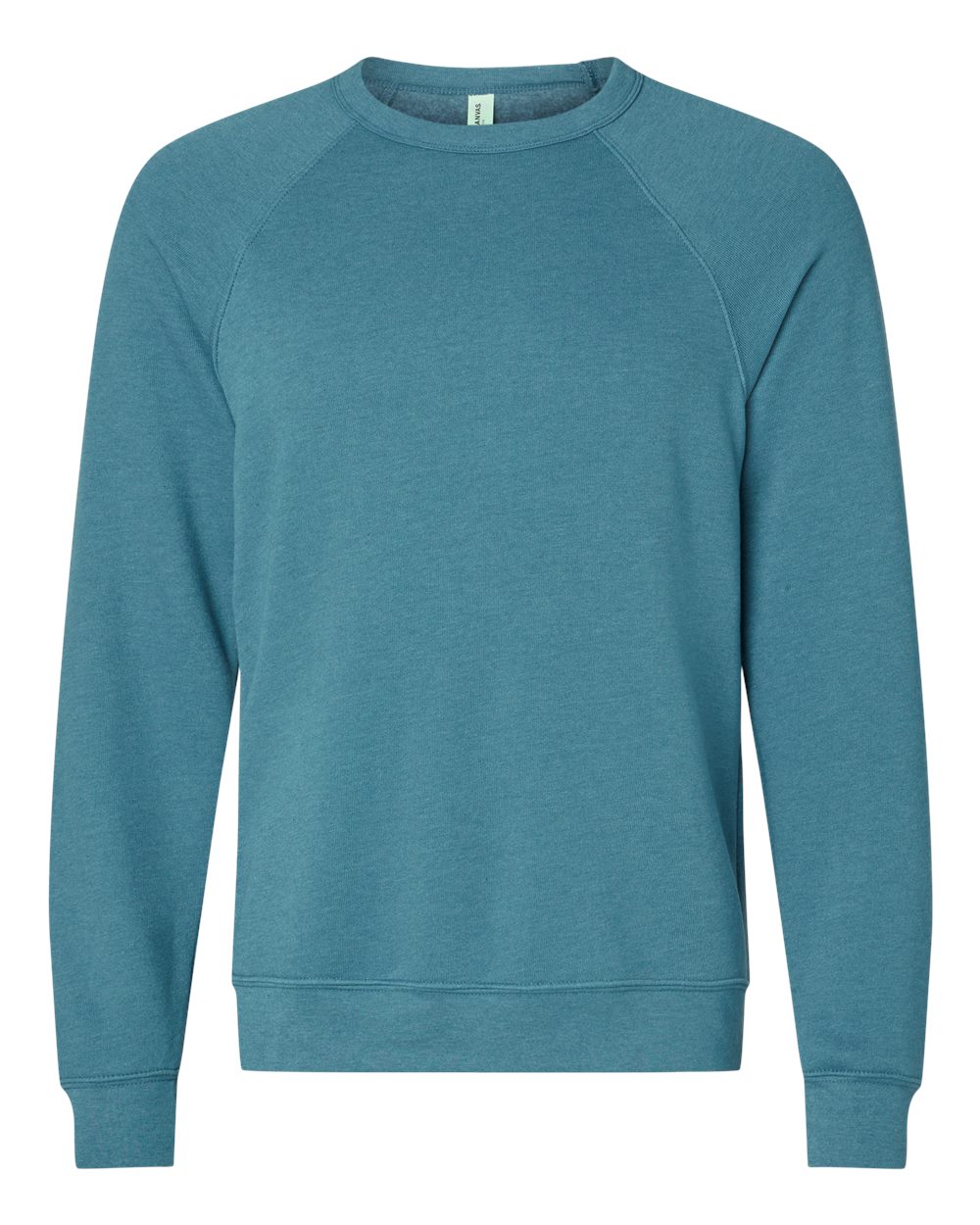 Unisex Sponge Fleece Raglan Crewneck Sweatshirt - Front - B85106762 - Heather Deep Teal