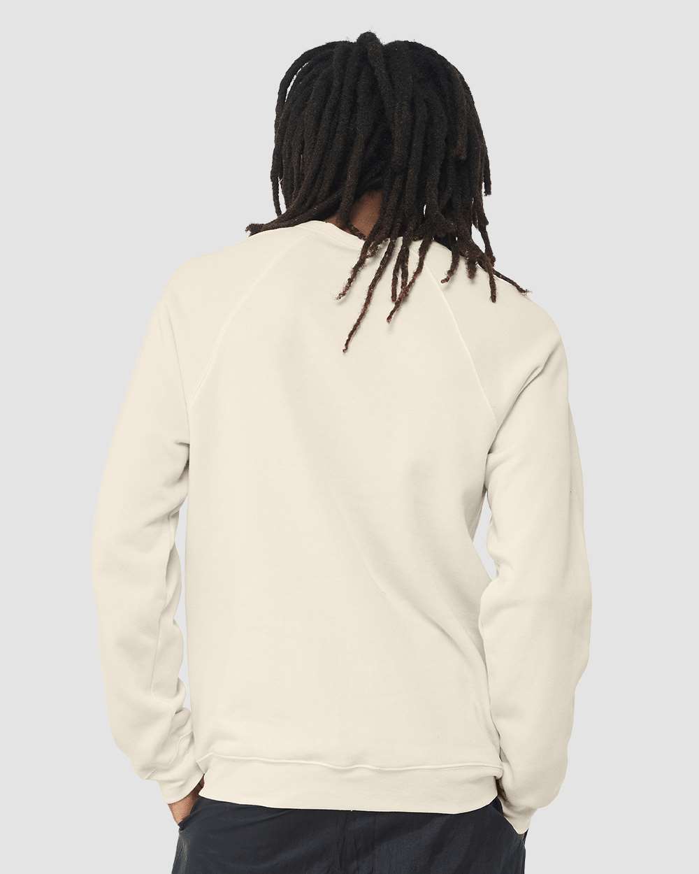 Unisex Sponge Fleece Raglan Crewneck Sweatshirt - OnModelBack - B85106002 - Natural