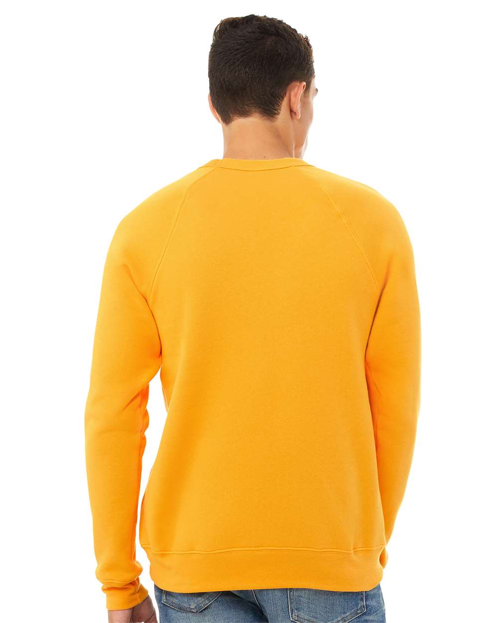 Unisex Sponge Fleece Raglan Crewneck Sweatshirt - OnModelBack - B85106142 - Gold
