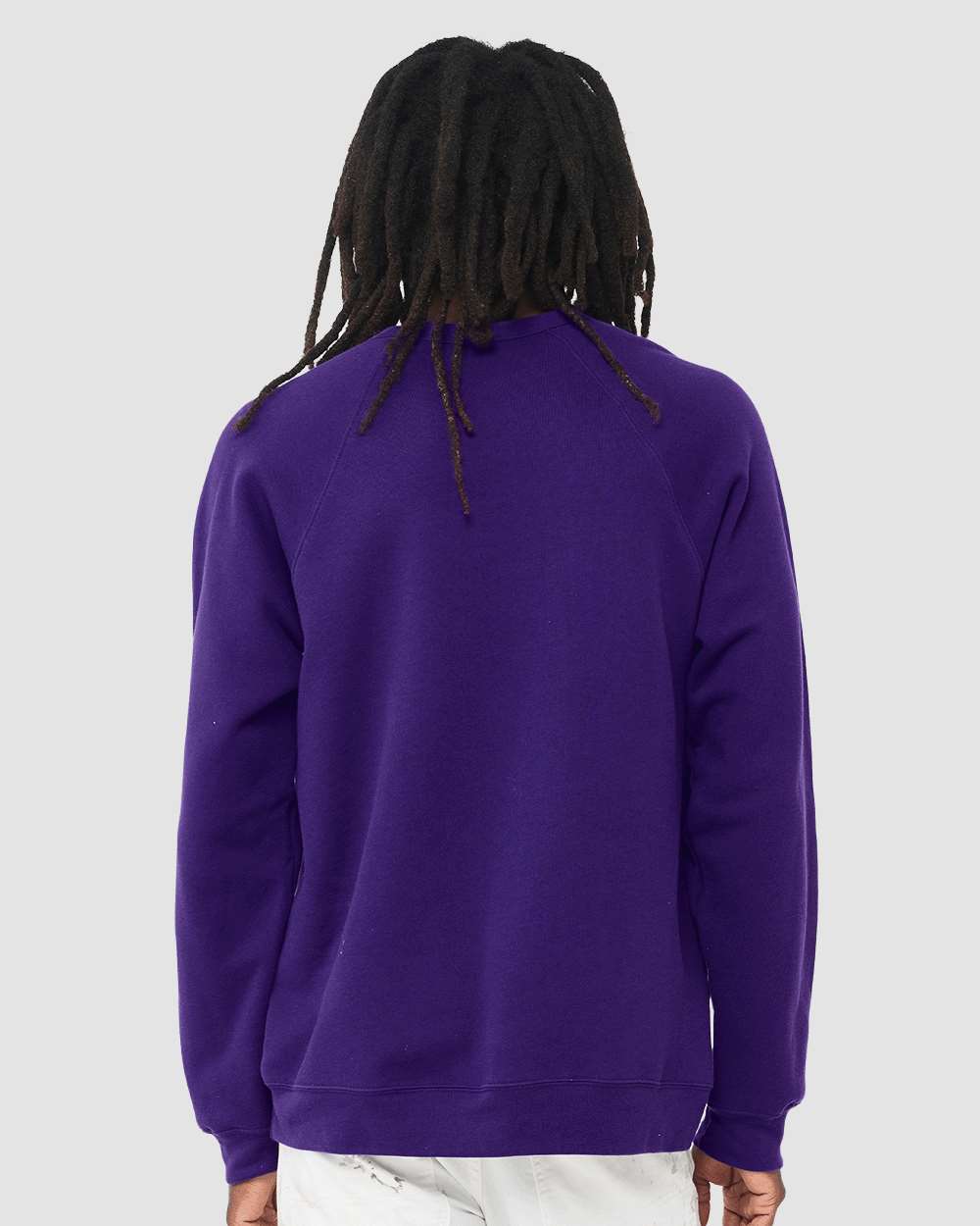 Unisex Sponge Fleece Raglan Crewneck Sweatshirt - OnModelBack - B85106162 - Team Purple