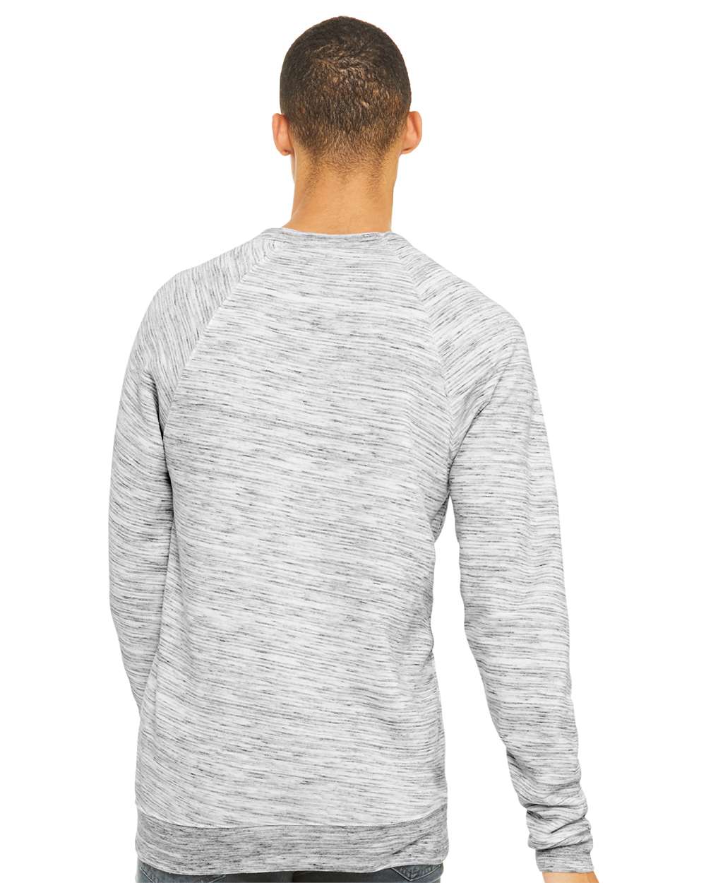 Unisex Sponge Fleece Raglan Crewneck Sweatshirt - OnModelBack - B85106362 - Light Grey Marble