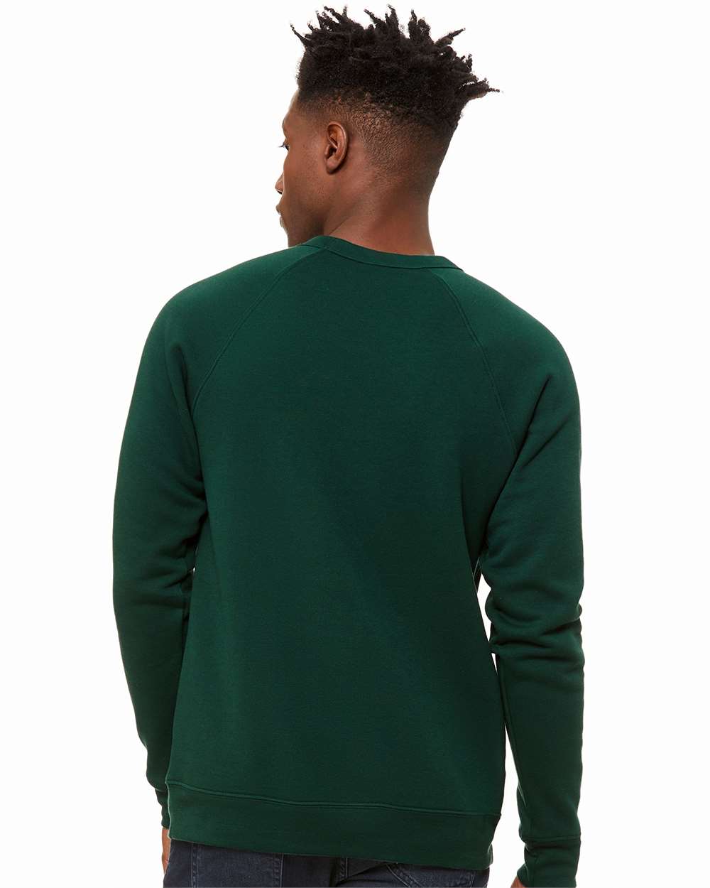 Unisex Sponge Fleece Raglan Crewneck Sweatshirt - OnModelBack - B85106522 - Forest